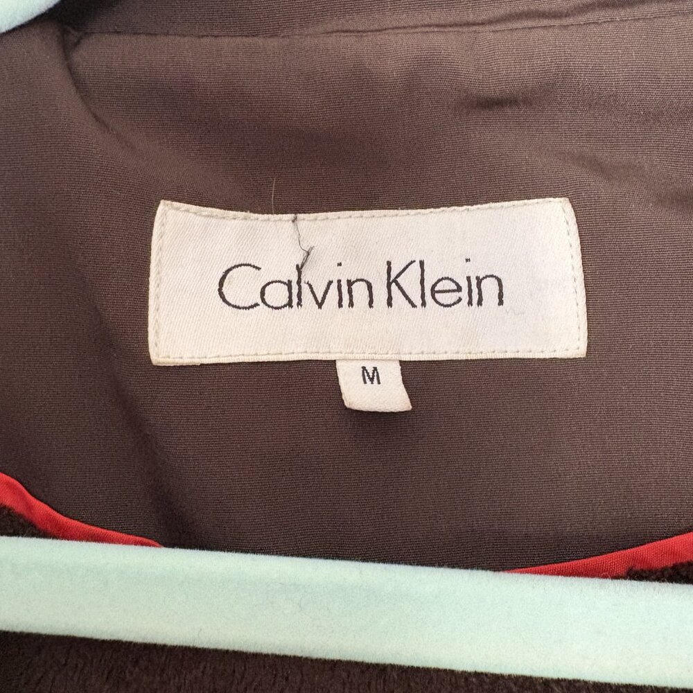 Calvin Klein Quilted Zip-Up Jacket, Dark Brown, Faux Fur Lined, Size M - Picture 2 of 8